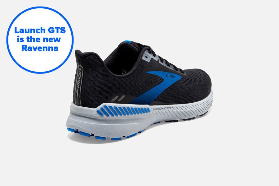 Launch GTS 8 Road Brooks Running Shoes NZ Mens - Black/Grey/Blue - FHCWSB-154